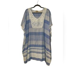 Democracy Blue and White Striped Swim Coverup
